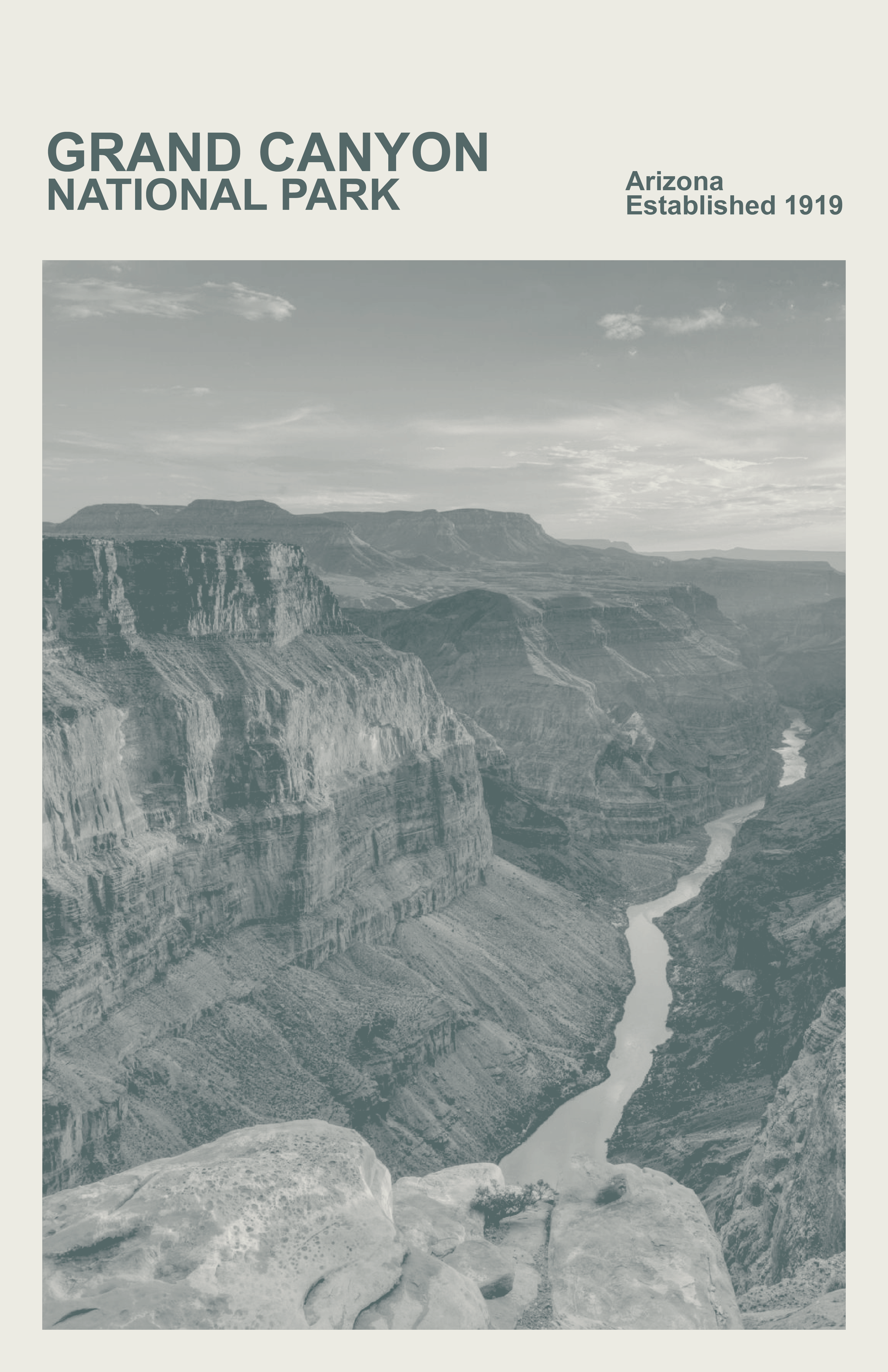 Grand Canyon National Park Print, Monochrome